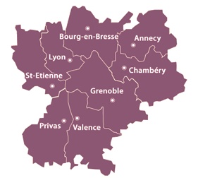 Carte de la Région Rhône-Alpes